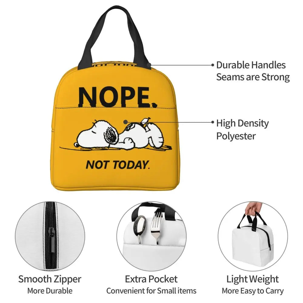 Custom Funny Cartoon Snoopy Lunch Box Waterproof Thermal Cooler Food Insulated Lunch Bag Kids For Kids Portable Picnic Tote Bags