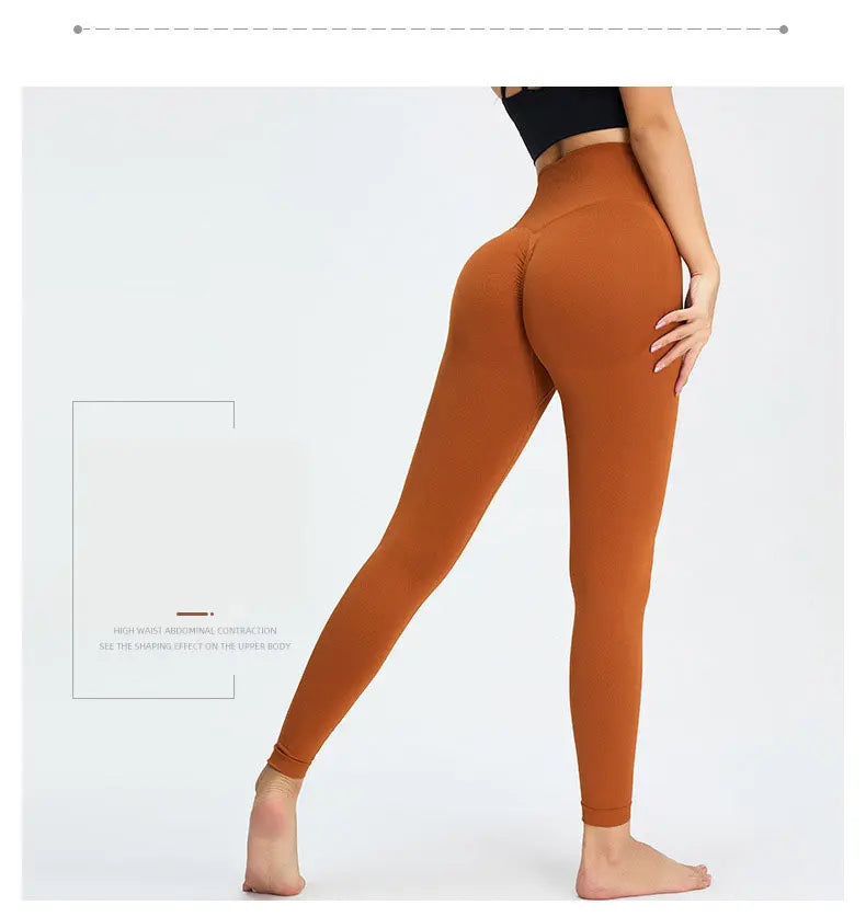 Seamless High Waist Nude Yoga Pants Women's Honey Peach Hip Lifting Tight Fitness Pants Quick Dried Exercise Push Up Yoga Pants