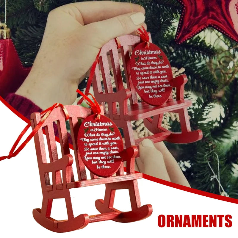 Christmas Tree Decorations In Heaven Memorial Ornament Mini Wooden Rocking Chair Christmas Craft Supplies New Year Decor KI