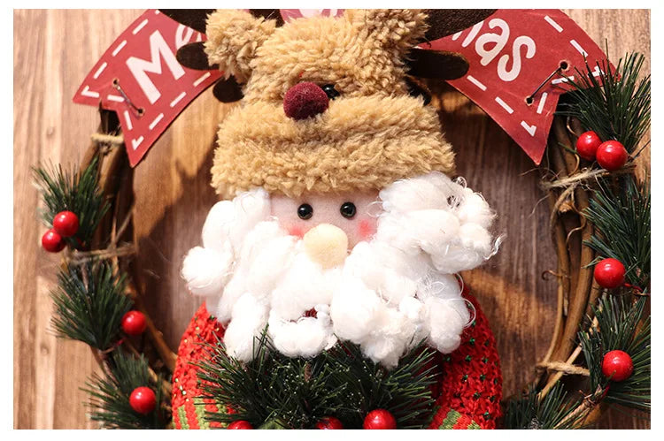 Elk Snowman Rattan Circle Christmas Flower Wreath Shopping Mall Window Christmas Tree Christmas Decorations Children's Doll