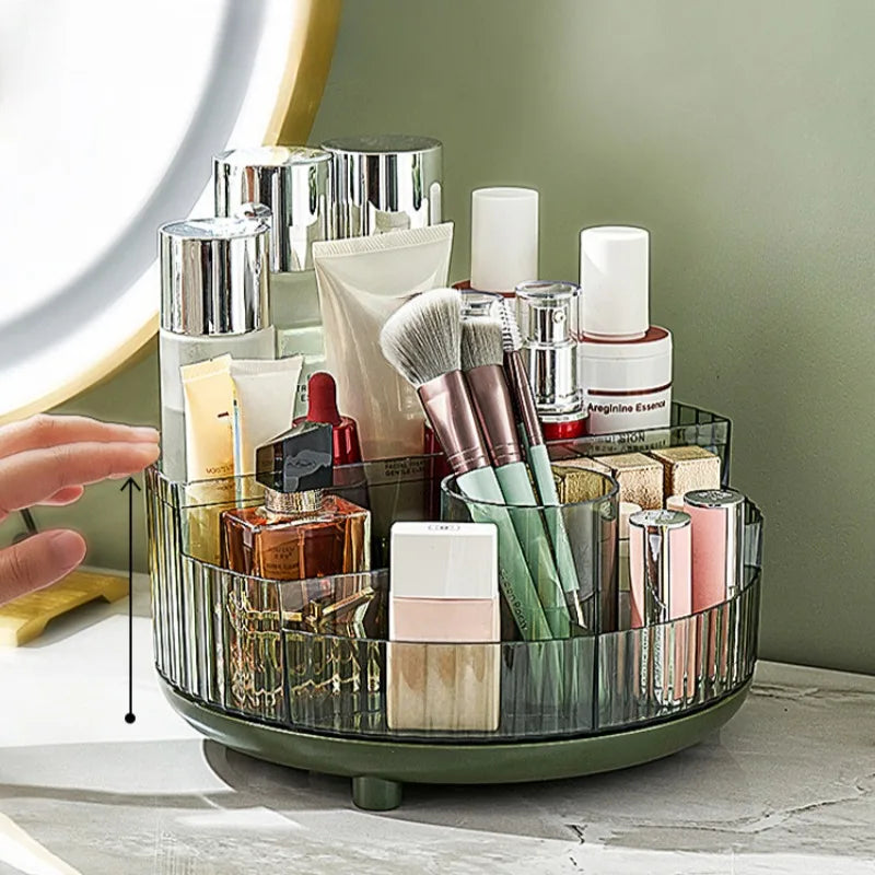 360° Rotating Makeup Organizer Tray Large Capacity Cosmetic Storage Box for Vanity Countertops Lazy Susan Desk Storage Container