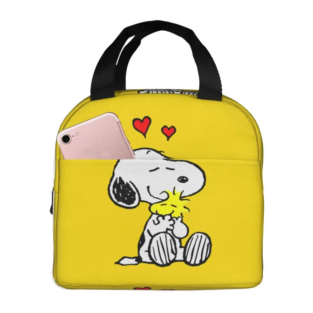 Custom Funny Cartoon Snoopy Lunch Box Waterproof Thermal Cooler Food Insulated Lunch Bag Kids For Kids Portable Picnic Tote Bags