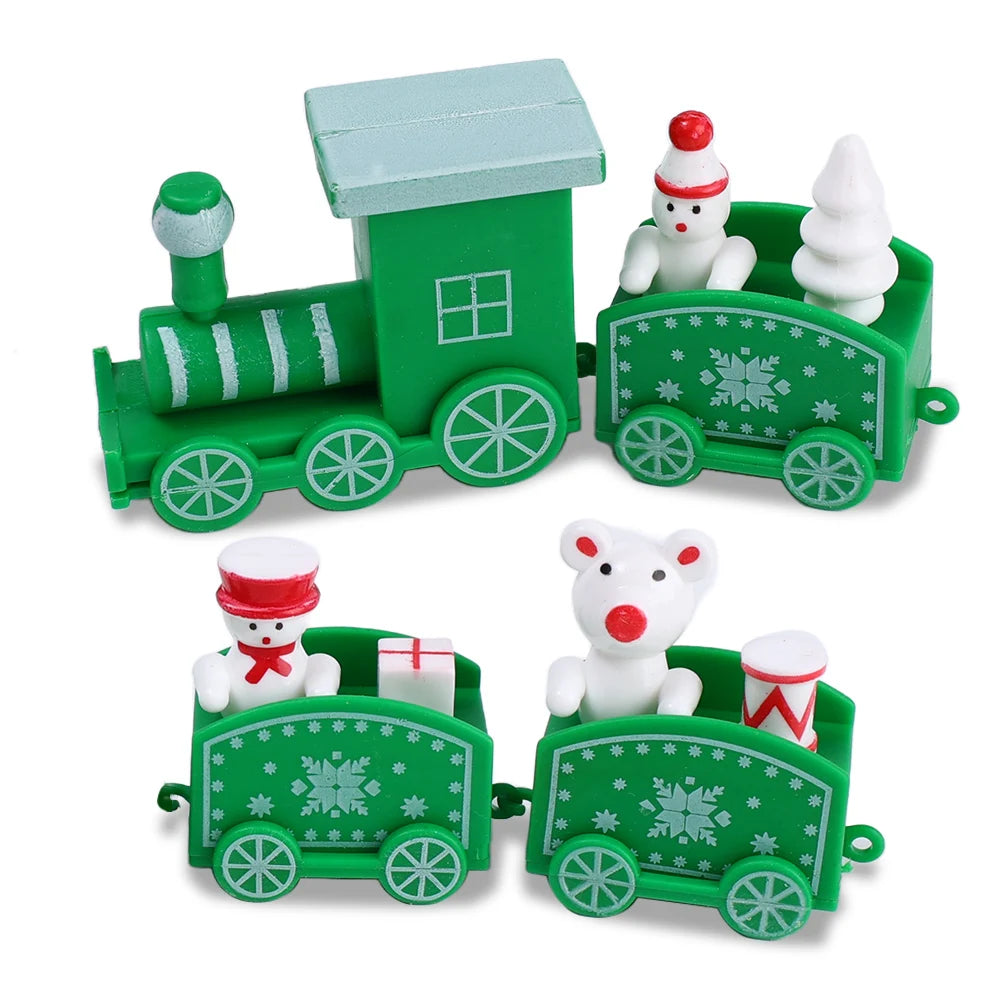 Merry Christmas Train Plastic Ornaments Christmas Cake Decoration for Home 2023 Xmas Kids Gift Navidad Party Happy New Year 2024