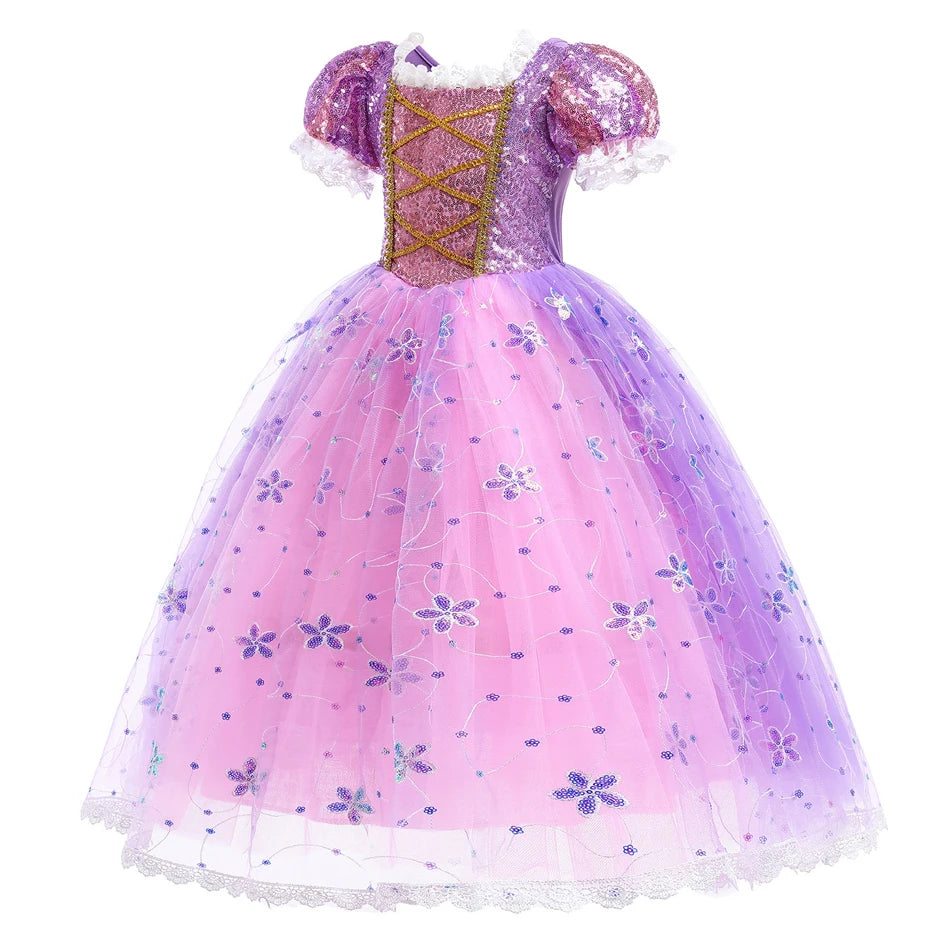 Children Girl Rapunzel Dress Kids Tangled Disguise Carnival Girl Princess Costume Birthday Party Gown Outfit Clothes 2-10 Years