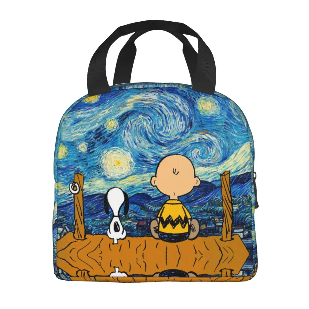 Custom Funny Cartoon Snoopy Lunch Box Waterproof Thermal Cooler Food Insulated Lunch Bag Kids For Kids Portable Picnic Tote Bags