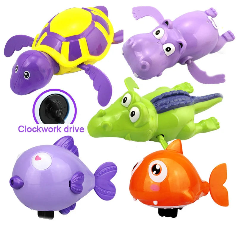 Baby Bath Toys Swimming Bathing Ducks Water Game Cartoon Animal Whale Turtle Classic Clockwork Toys For Toddler 12 24months