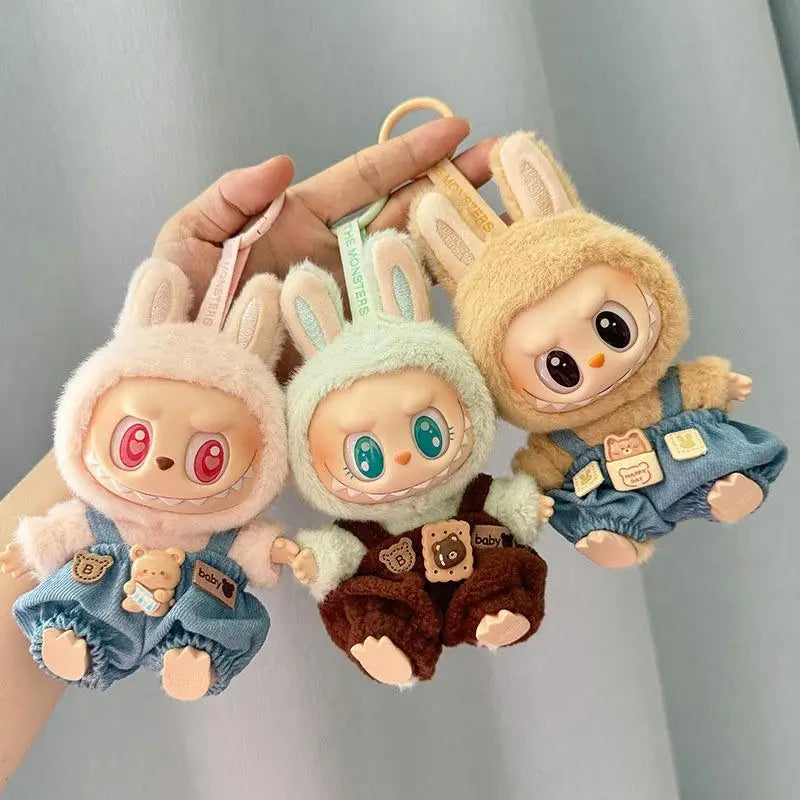 17cm Mini Plush Doll'S Clothes Outfit Accessories For Korea Kpop Exo Labubu I II Idol Dolls Sitting Party overalls Clothing Gift