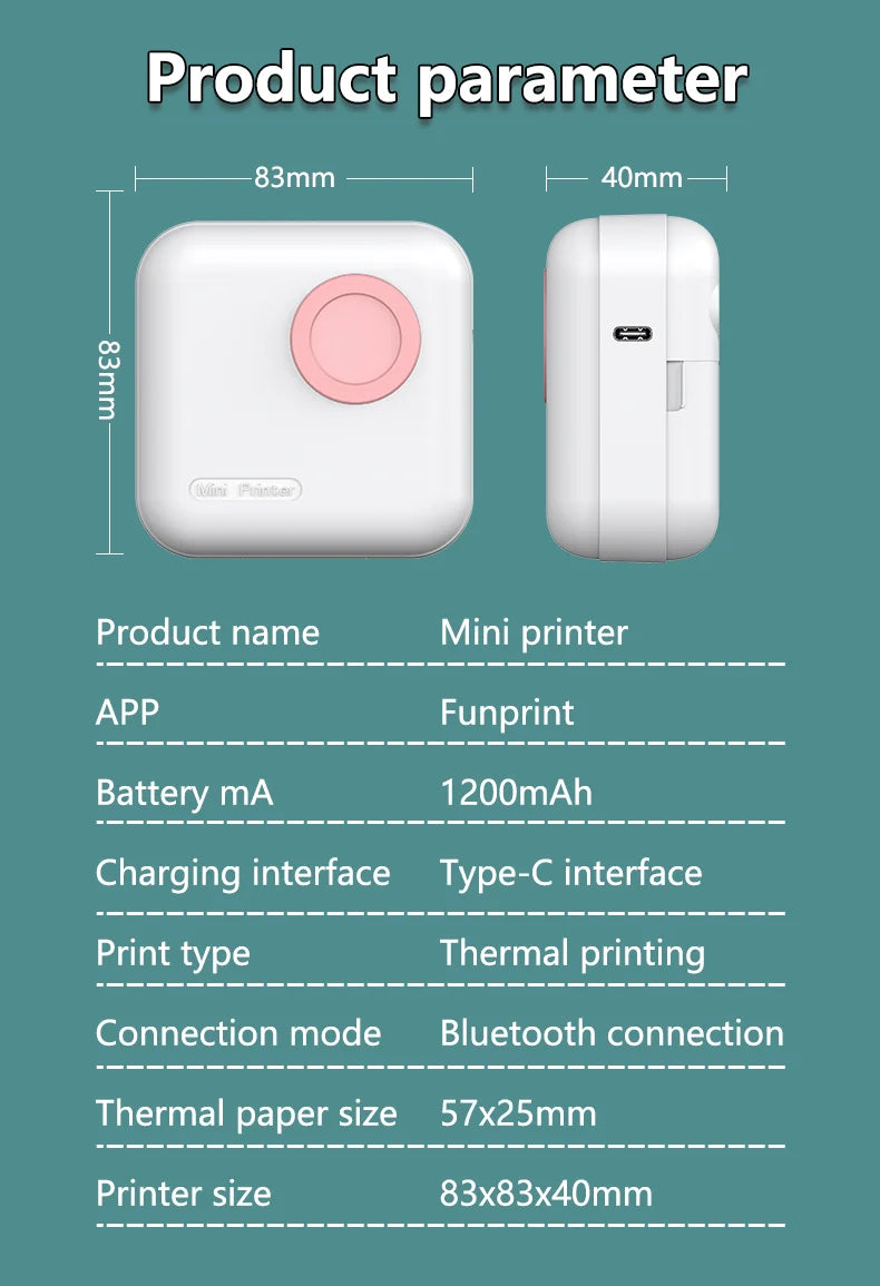 M2 Portable Mini Bluetooth WiFi New Thermal Printer Mobile Phone Photo Title Note Hot Print Pocket Student Error Label Printer