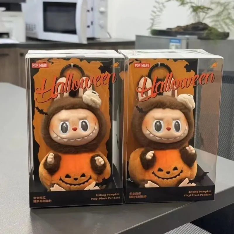 Replica Labubu Keychain Halloween Pumpkin Strange Carnival Labubu Pendant Surprise Collectible Doll Creative Ornament Toy Gift