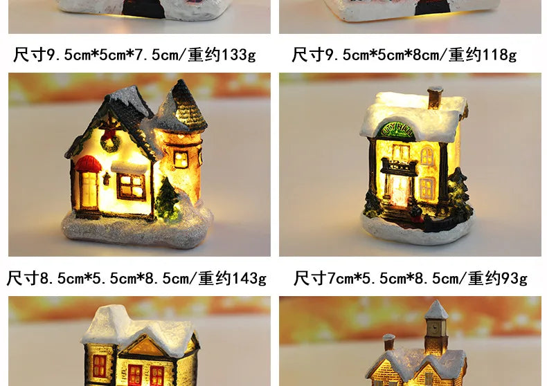 2022 LED Christmas Decorations Resin Small House Micro Landscape XMS Ornament Christmas Gift Decorative Figurines  Home Decor