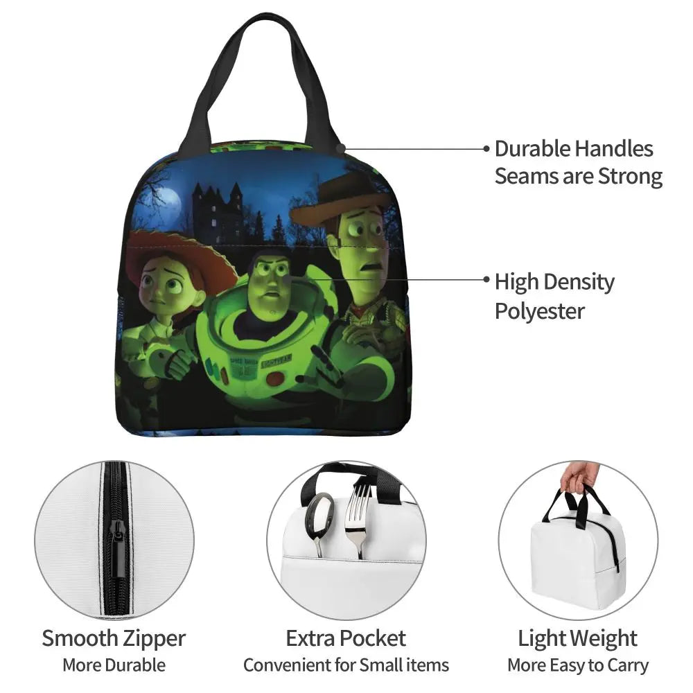 Custom Toy Story Buzz Ranger Suit Insulated Lunch Bag Reusable Thermal Cooler Bento Box For Women Food Container Tote Bags