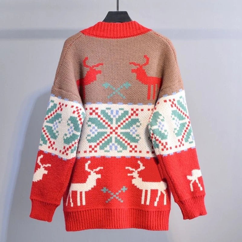 Knitted Ugly Christmas Sweater Knit Sweaters For Men Cardigan Couple Vintage Sweater Cardigans Coat Y2K Jacket Men's Clothing