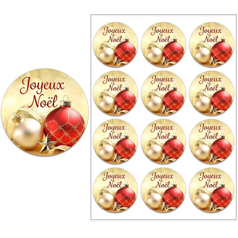 Joyeux Noël French Merry Christmas Stickers Labels Decorative Stickers Wrapping Gift Box Label Xmas Deer New Year Labels