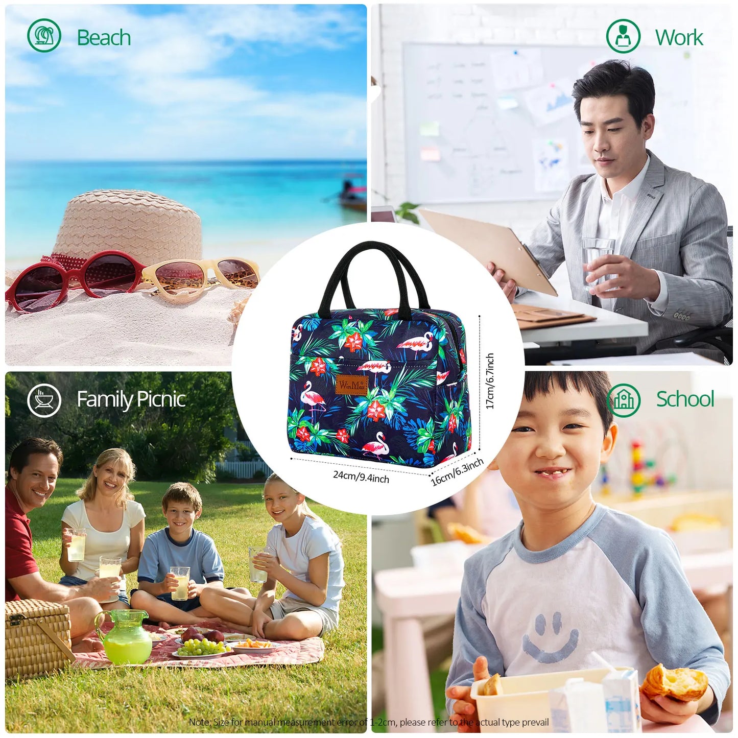 Lunch Box Thermal Bag Portable Waterproof Durable Wide Opening Suitable for Women's Work or Family Picnics