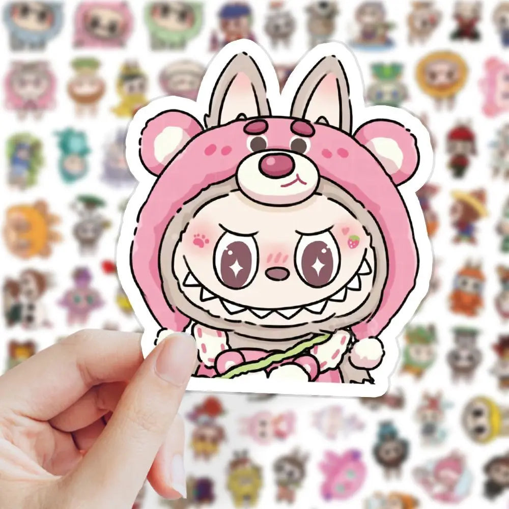 103 PCS Labubu Cute Monster Cartoon Waterproof Stickers Pack Anime Accessories