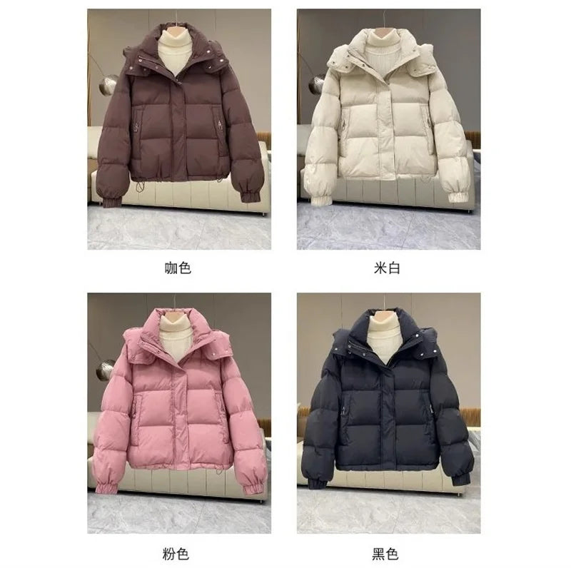 Korean Winter Jacket Women Parkas 2024 New Short Hooded Cotton Padded Jacket Casual Warm  Parka Female Outwear Ladies Top