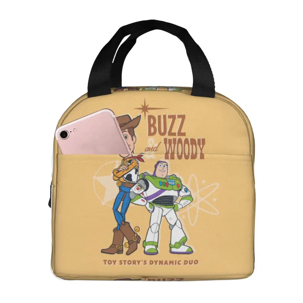 Custom Toy Story Buzz Ranger Suit Insulated Lunch Bag Reusable Thermal Cooler Bento Box For Women Food Container Tote Bags