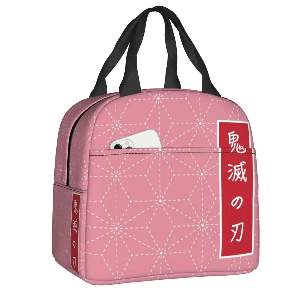 Kimetsu No Yaiba Anime Thermal Insulated Lunch Bag Women Demon Slayer Nezuko Lunch Container for Outdoor Picnic Storage Food Box