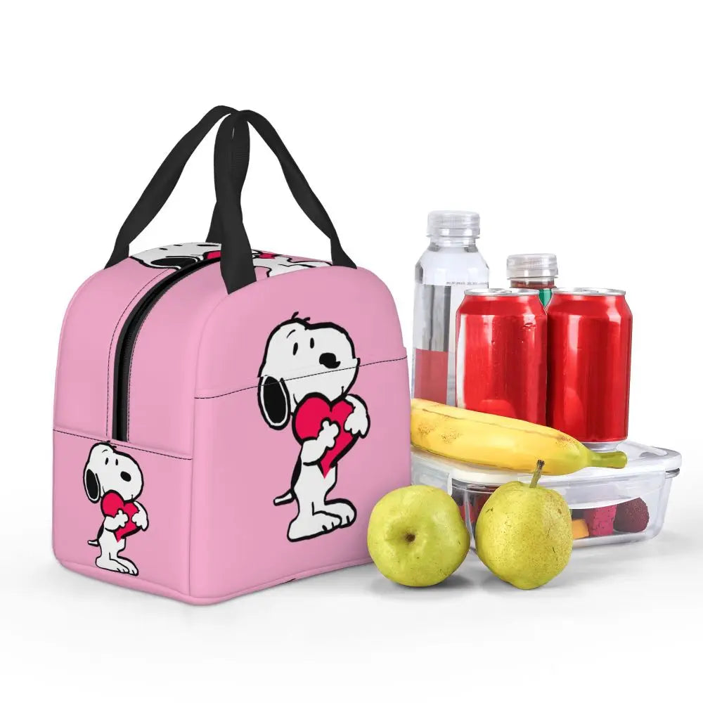 Custom Funny Cartoon Snoopy Lunch Box Waterproof Thermal Cooler Food Insulated Lunch Bag Kids For Kids Portable Picnic Tote Bags