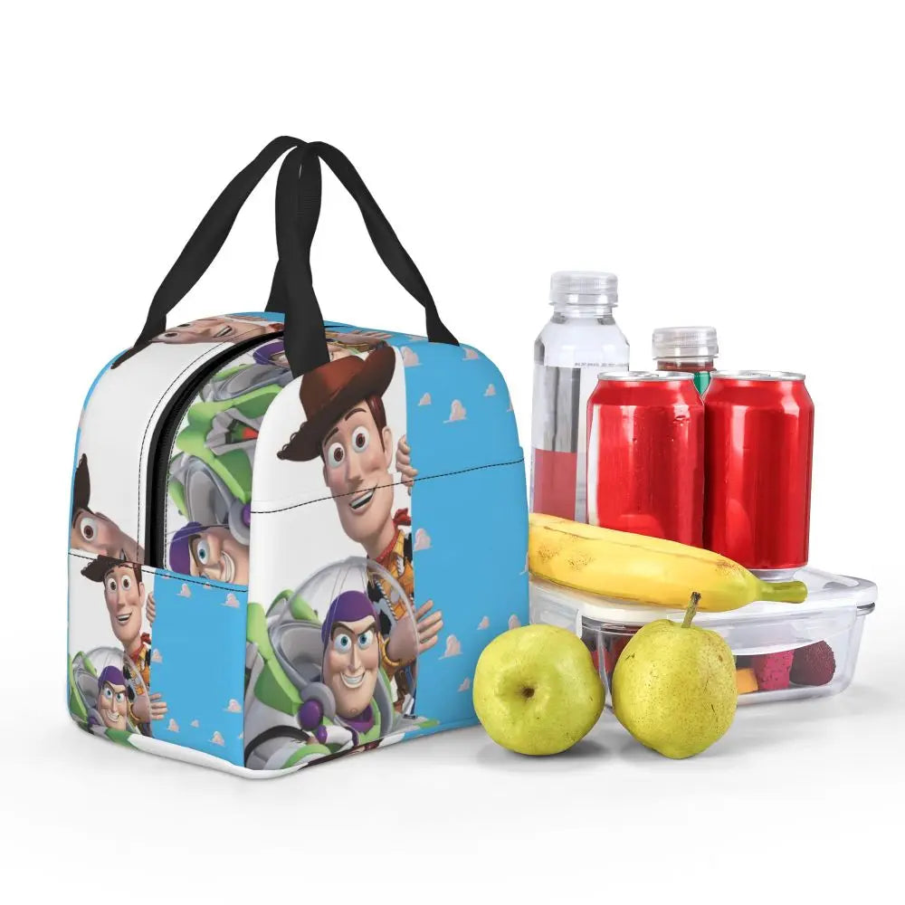 Custom Toy Story Buzz Ranger Suit Insulated Lunch Bag Reusable Thermal Cooler Bento Box For Women Food Container Tote Bags