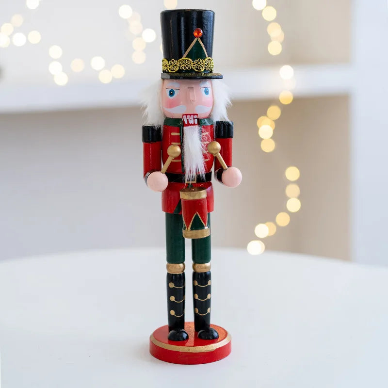 30CM Wooden Nutcracker Ornament Soldier Figure Christmas Tree Pendant Office Table Xmas Decor Statues Gifts For Friends Kid