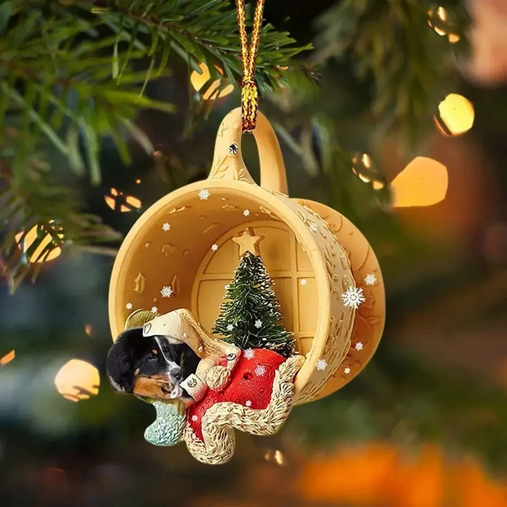 Cute Puppy Acrylic Christmas Pendant, Christmas Tree Ornaments Christmas Decorations for Home 2024 Gifts New Year Room Decor