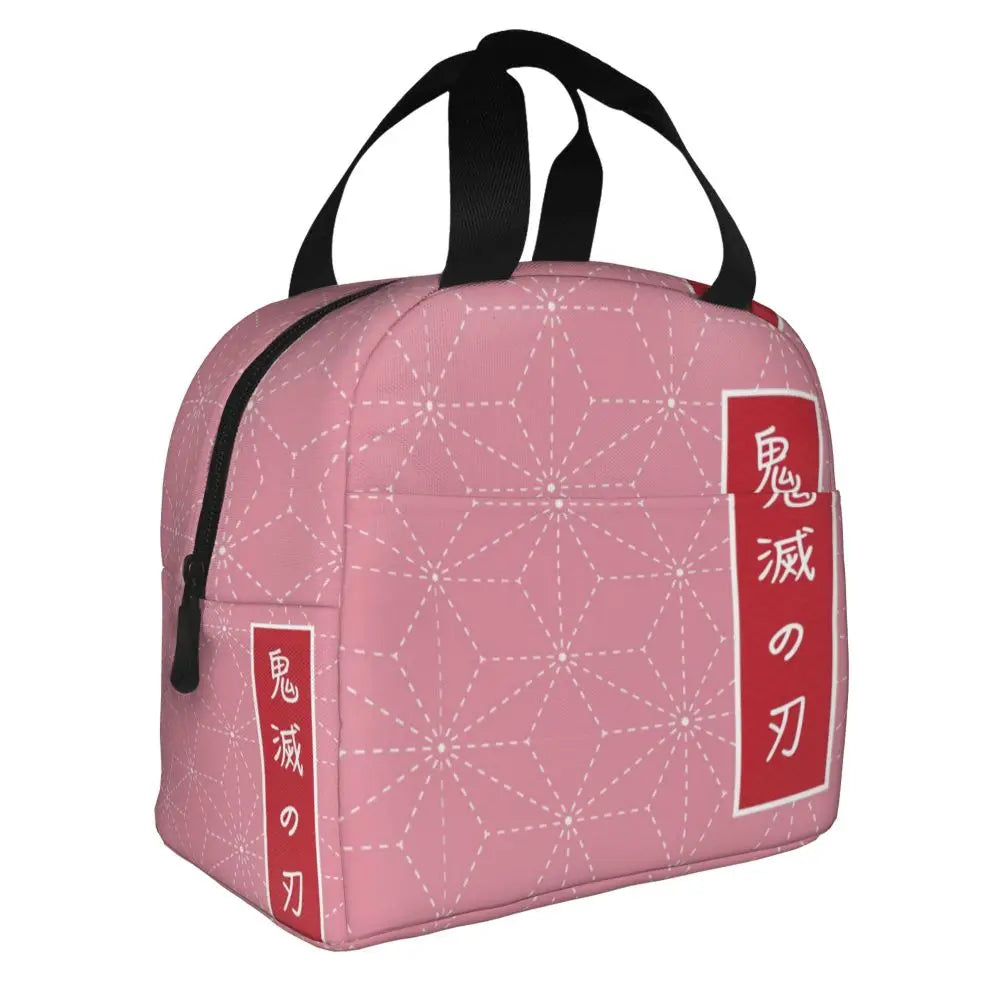 Kimetsu No Yaiba Anime Thermal Insulated Lunch Bag Women Demon Slayer Nezuko Lunch Container for Outdoor Picnic Storage Food Box