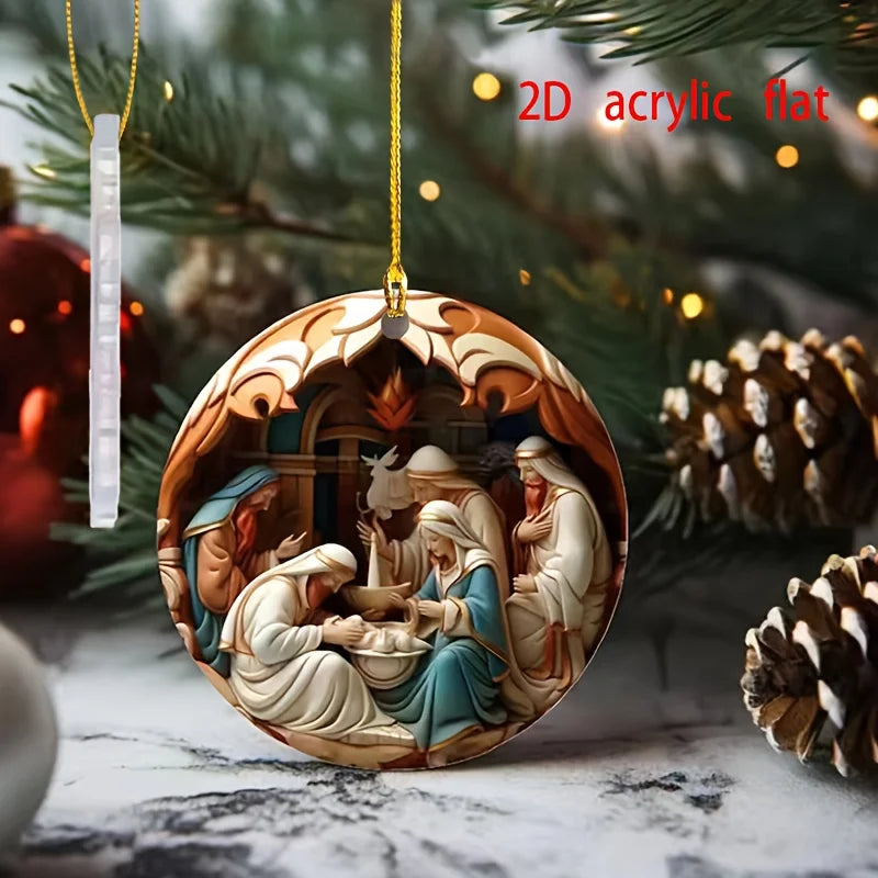 Nativity Christmas Ornament Acrylic Car Pendant Christmas DecorationPrayer pendant