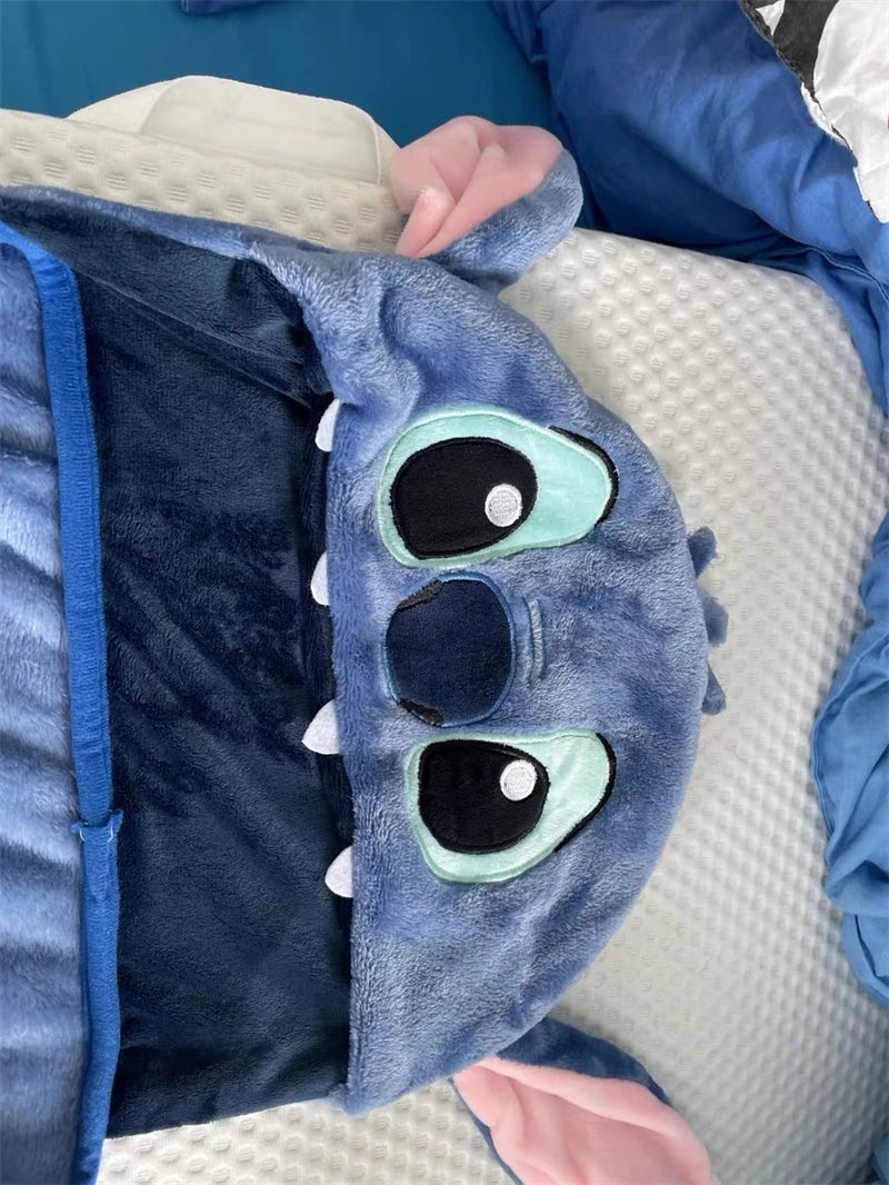 Lovely Stitch Cloak Blanket Comfortable Thickened Hooded Blanket Flannel Nap Cartoon Anime Warm Stitch Blanket Gifts