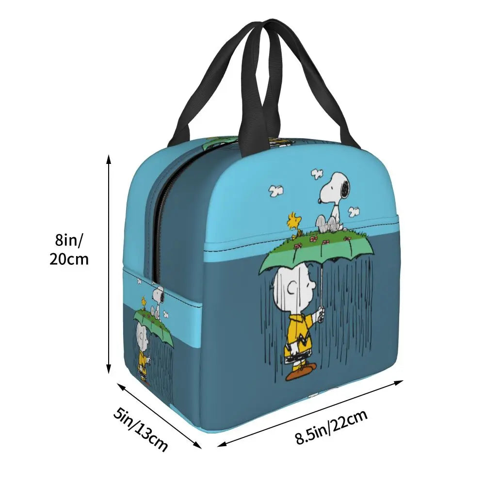 Custom Funny Cartoon Snoopy Lunch Box Waterproof Thermal Cooler Food Insulated Lunch Bag Kids For Kids Portable Picnic Tote Bags