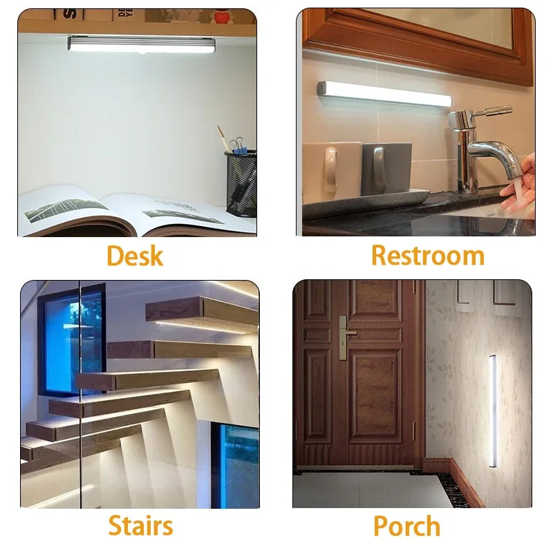 LED Bar Lights USB Rechargeable Motion Sensor Night Light Portable Induction Cabinet Light for Kitchen Room for Wardrobe Hallway