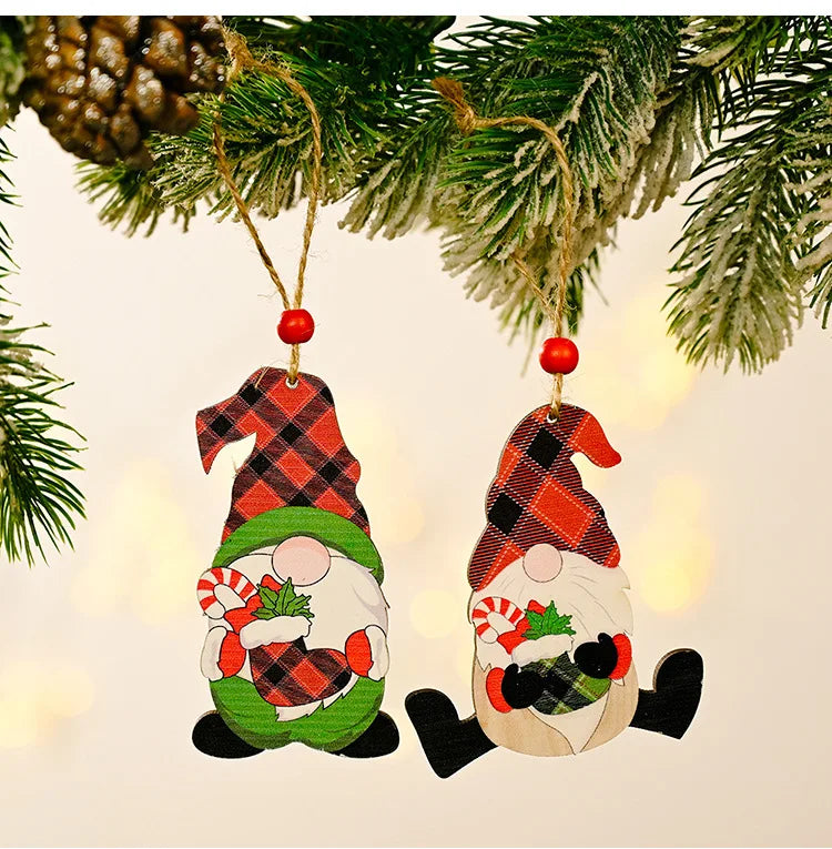 Merry Christmas Gnome Wooden Pendant Christmas Decorations For Home 2022 Cristmas Ornament Xmas Navidad Happy New Year 2023