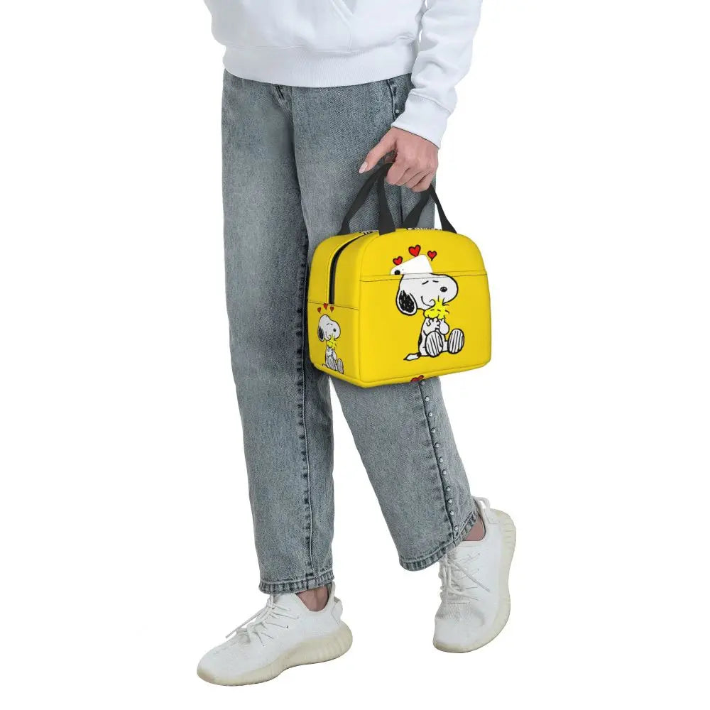 Custom Funny Cartoon Snoopy Lunch Box Waterproof Thermal Cooler Food Insulated Lunch Bag Kids For Kids Portable Picnic Tote Bags