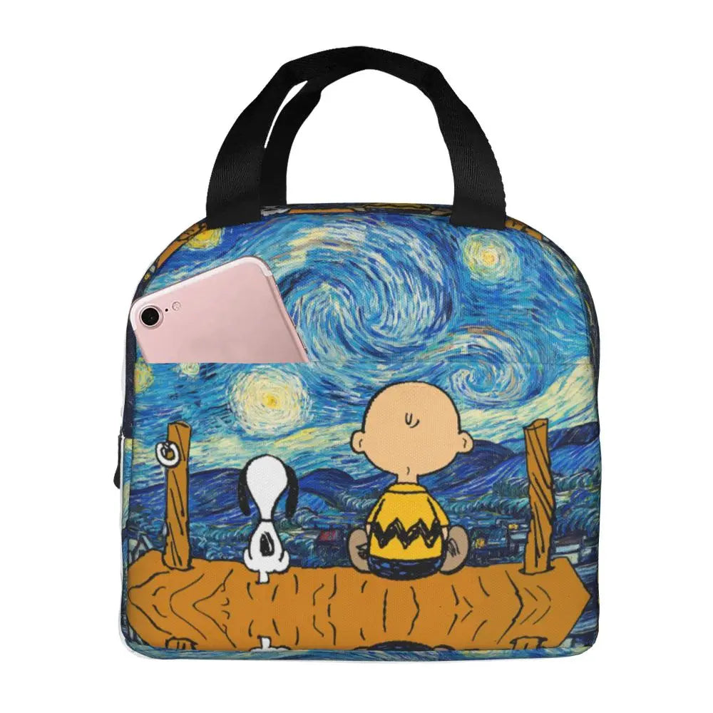 Custom Funny Cartoon Snoopy Lunch Box Waterproof Thermal Cooler Food Insulated Lunch Bag Kids For Kids Portable Picnic Tote Bags