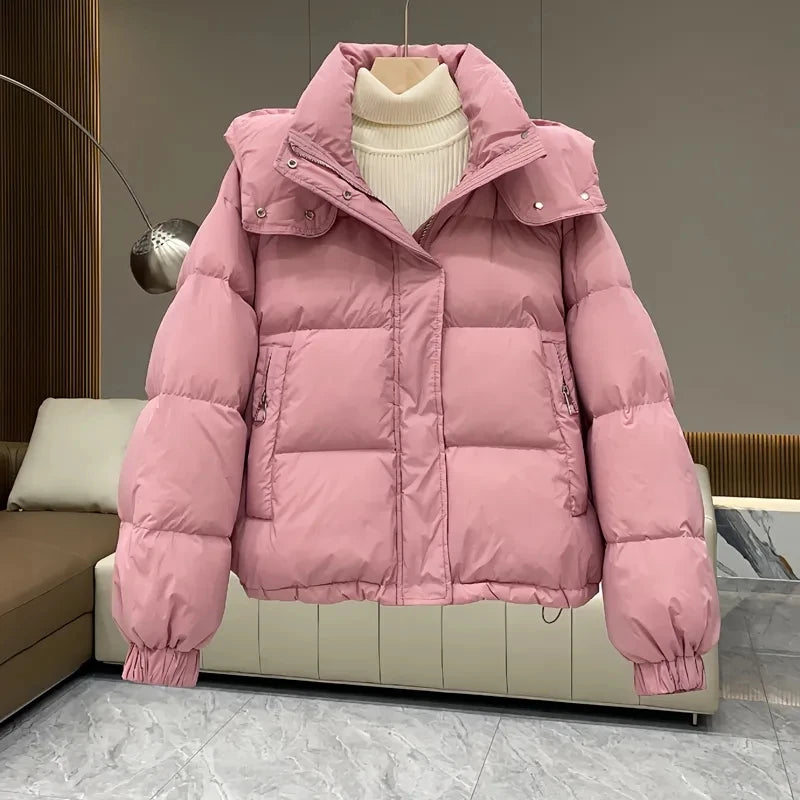 Korean Winter Jacket Women Parkas 2024 New Short Hooded Cotton Padded Jacket Casual Warm  Parka Female Outwear Ladies Top