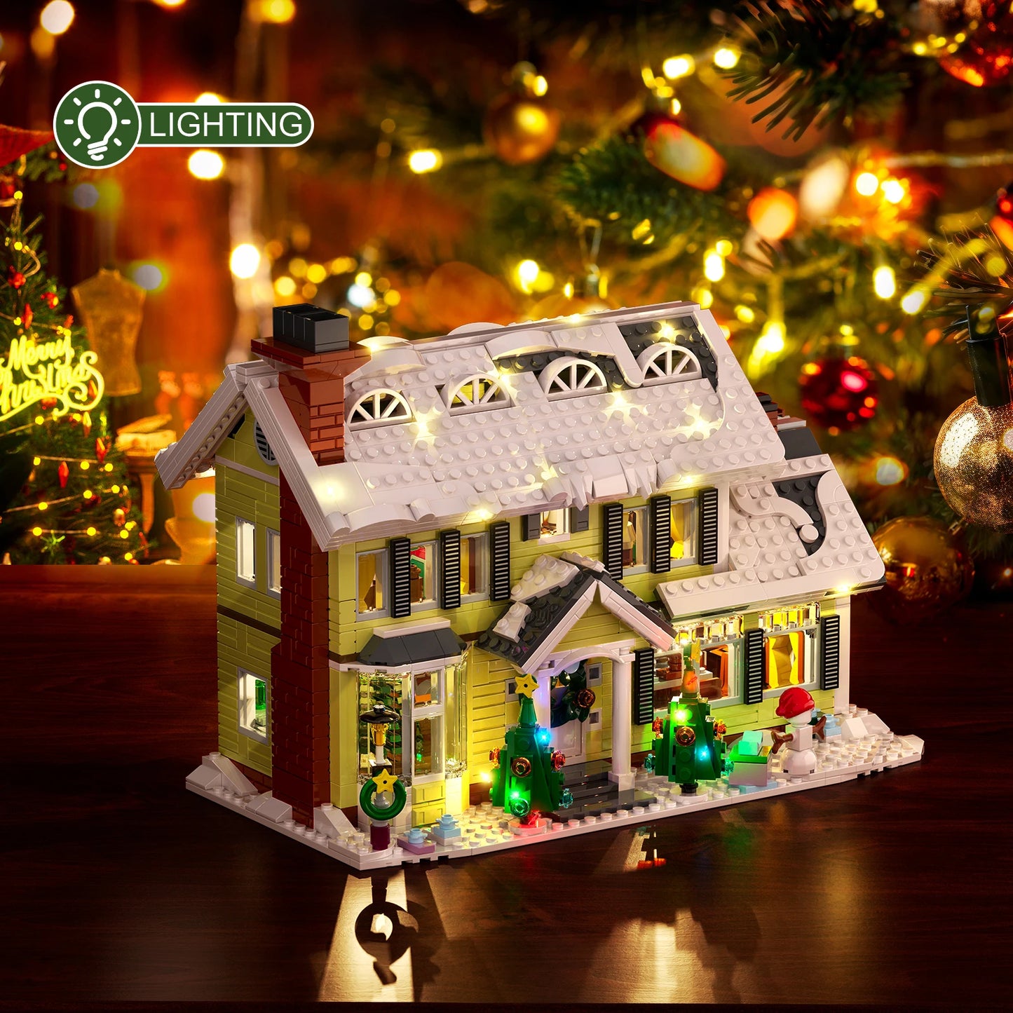 MOC Christmas Winter Village Cafeby Building Holiday Cottage Streets Cape Reindeer Santa Claus Blocks Kids Friend Toys