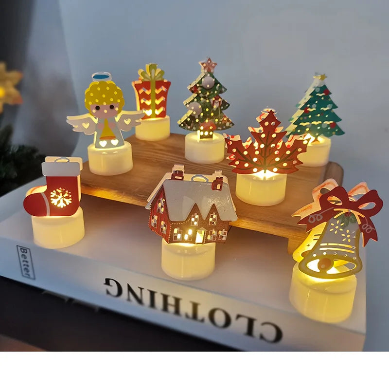 Christmas LED Light Snowman Santa House Luminous Cabin Merry Christmas Decor for Home Xmas Tree Ornaments Kids Gifts New Year