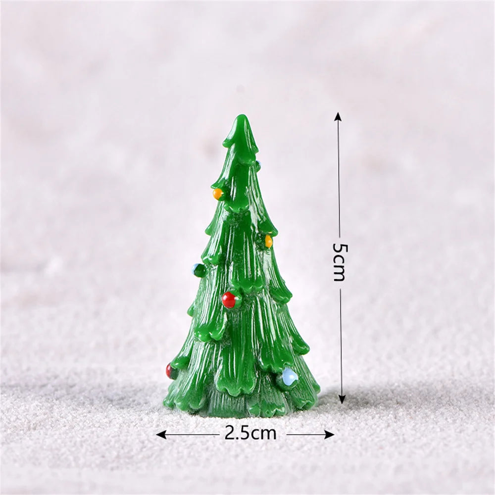 Christmas Mini Resin Figurines Miniatures Santa Claus Snowman Elk Ornament Micro Landscape Merry Xmas Ornament Decoration 2024