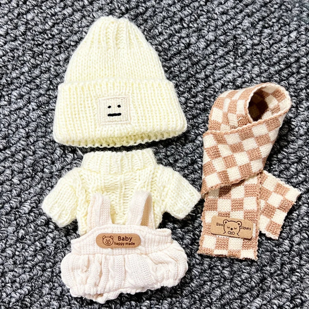 For 17cm Labubu V1 V2 Outfit Doll Clothes Fashion Clothes Hoodies Color Match Hoodies Casual Plaid Overalls Dolls Accessories