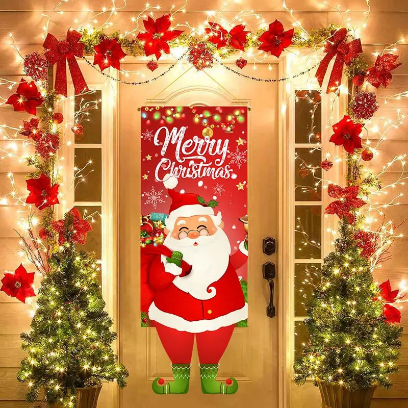 Christmas Hanging Flag Decoration Merry Cristmas Decor for Home 2024 Hanging Flag Xmas Ornament Navidad Natal New Year Gift 2025