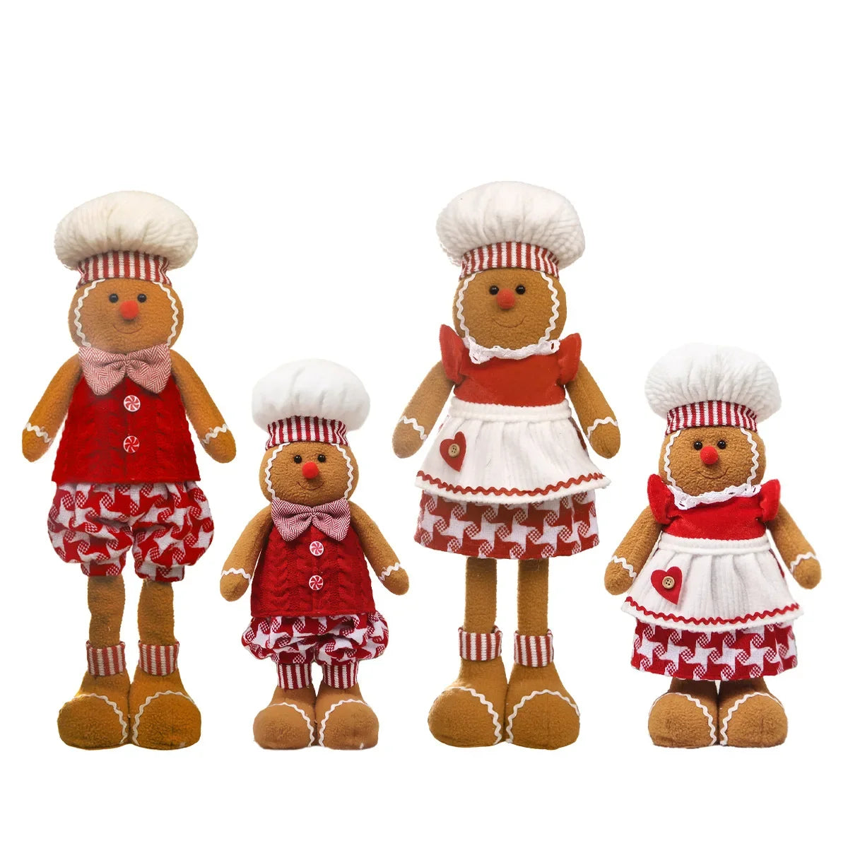 Christmas Telescopic Gingerbread Man Doll Adorable Chef Hat Gingerbread Man Standing Figurines DIY Christmas Window Decoration