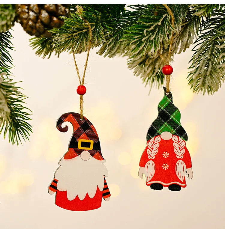 Merry Christmas Gnome Wooden Pendant Christmas Decorations For Home 2022 Cristmas Ornament Xmas Navidad Happy New Year 2023