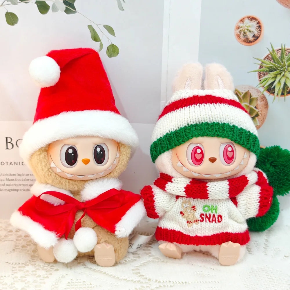 Christmas Clothes 17cm Labubu Doll Clothes Hoodies Doll Clothes Color Match Hoodies Dolls Accessories Labubu Ropa