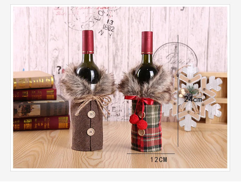 Christmas Wine Bottle Cover Merry Christmas Decorations For Home 2024 Christmas Ornament Xmas Navidad Natal Gifts New Year 2025