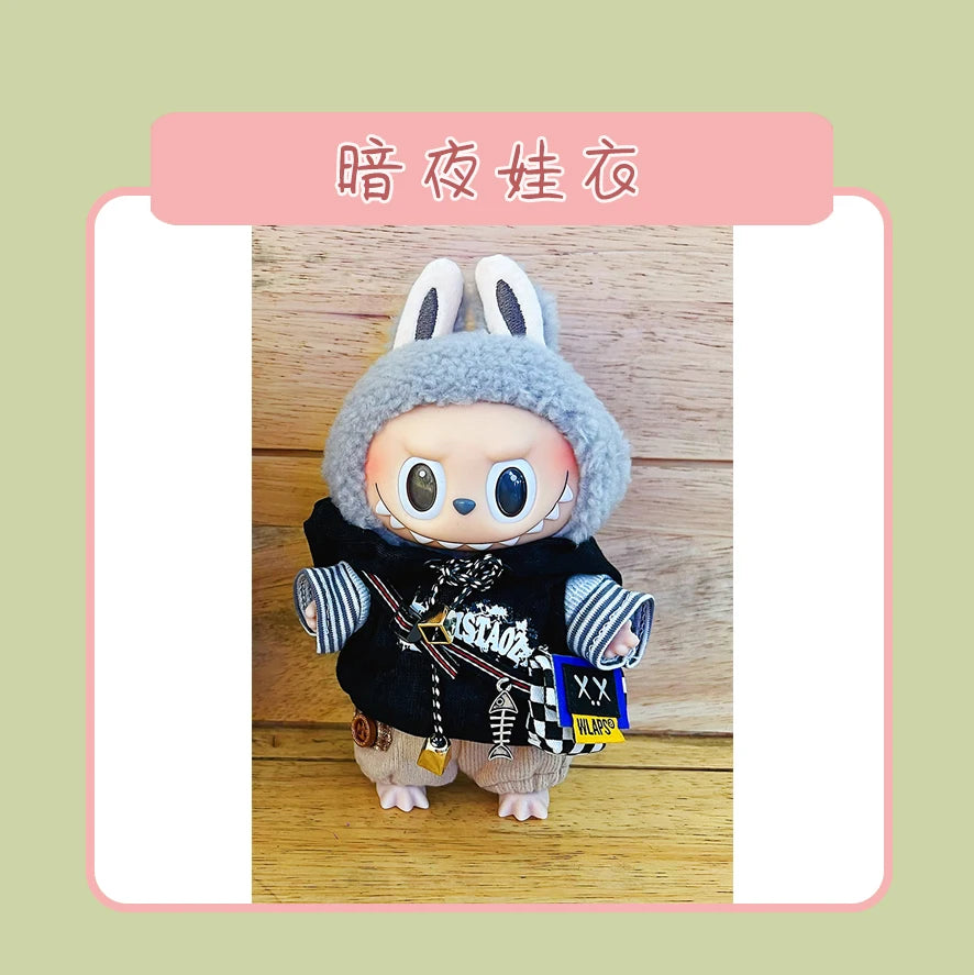 Hot Labubu Doll Clothes Fashion Clothes Hoodies For 17cm Doll Clothes Color Match Hoodies Dolls Accessories Cute Little Cloths