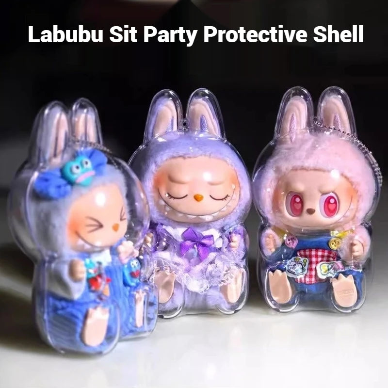 Pop Mart Labubu Keyring Protective Cover Labubu Keychain Action Figure Lububu Original Kids Toys Children Toy Christmas Gift