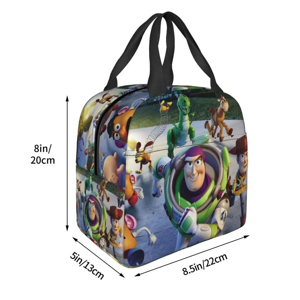 Custom Toy Story Buzz Ranger Suit Insulated Lunch Bag Reusable Thermal Cooler Bento Box For Women Food Container Tote Bags