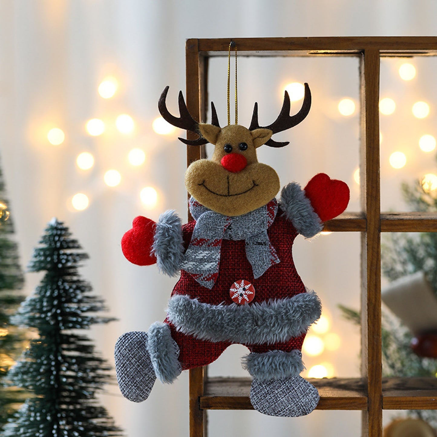 Merry Christmas Plush Doll Ornaments Santa Claus Snowman Elk Pendant Xmas Tree Hanging Decorations Festive Party New Year Decor