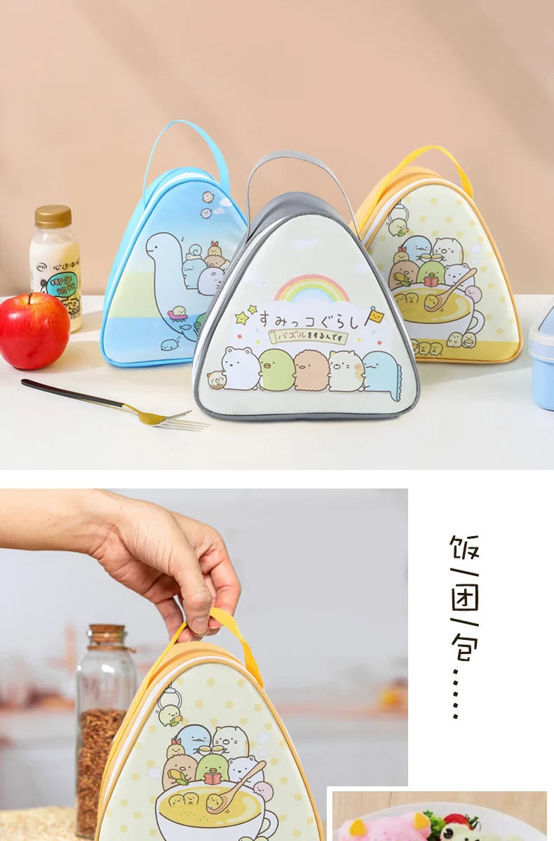 Breakfast Insulation Thermal Bag Small Triangular Rice Ball Lunch Box Bags Cute Portable Food Bento Fresh Pouch for Women Kids