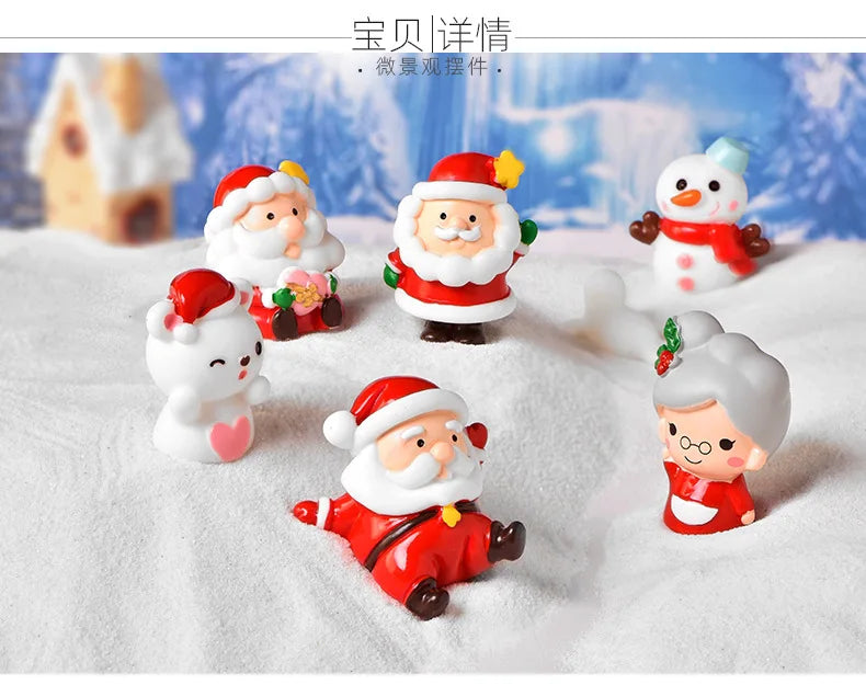 Christmas Decoration Santa Claus Snowman Figurine Fairy Christmas Miniatures Figurines Christmas Gifts DIY Home Decoration